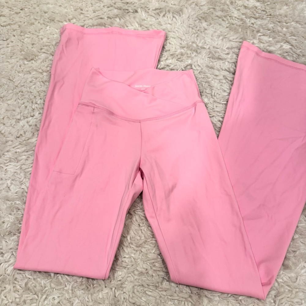 Social Tourist Pink Flared Leggings